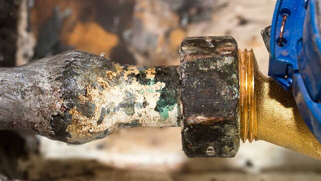 Abbildung eines korrodierten Bleirohres